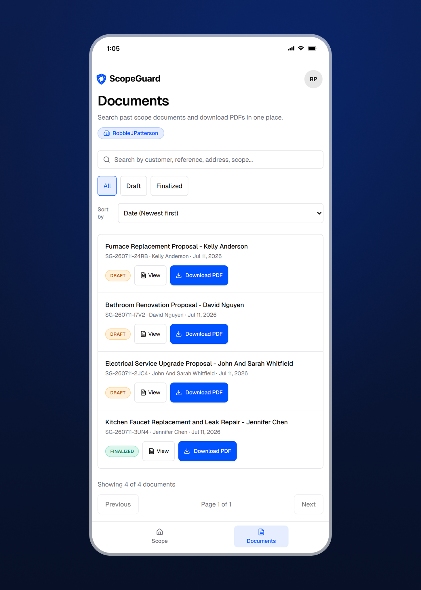 ScopeGuard document management view